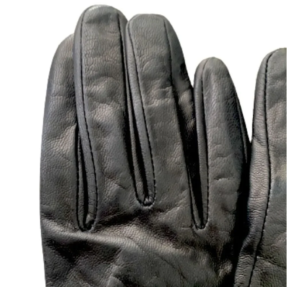 Carolina Amato Goatskin Leather Driving Gloves – Black, Women’s Medium, Italian